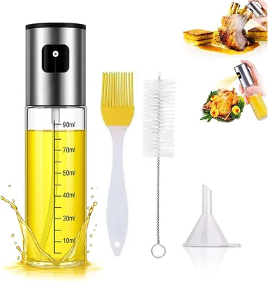 Elgin Ölbesprüher für Kochöl - Präziser Öl-Sprühflasche aus Glas & Edelstahl, Feiner Sprühnebel für das Kochen, S