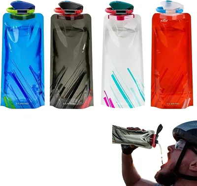 4 Botellas de Agua Plegables, Diseño Compacto y Ligero, Ideal para Viajes, Depo - Mejor Oferta