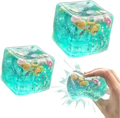 Fidget Squishy Stress Cube - Ice Cube Squeeze for Anxiety Relief