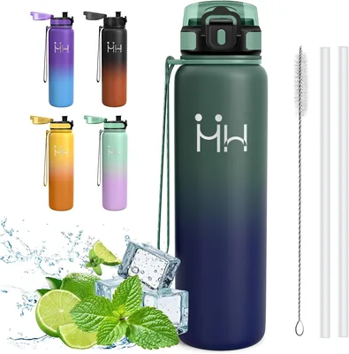Mujigaga Gourde Isotherme 1l, Anti-Fuite, Bouteille en Acier Inox, Double Isolation