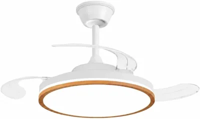 Ventilador de techo NARVI Small Oak MORAIRA | Lámpara LED regulable, Bajo consumo, Motor DC silencioso, Remoto, Retráctil - 11% de descuento