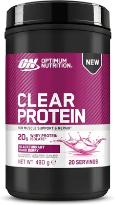 Optimum Nutrition Clear Whey Isolate, 20 g izolat białka serwatkowego, czarna porzeczka, zero cukru, białko wspomaga wzrost - 52% Off