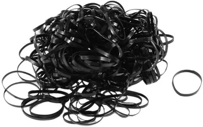 50x Black Rubber Bands - Stretch Elastic Hair & Office Bands