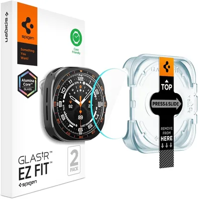Spigen EZ Fit Schutzfolie [2P] für Samsung Galaxy Watch Ultra 2, 47mm | Gehärtetes Glas, Kristallklar, Hochauflösend, Präzise Best Deal