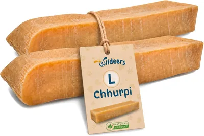 Huesos Churpi Wildeers para Perros de Queso Yak, L, 13-16 cm, 2 uds | Masticador Natural para Perros Grandes, Tradicional, sin Conservantes