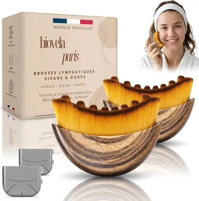 Brosse faciale lymphatique - 2 pièces pour drainage lymphatique anti-ridules avec poils doux