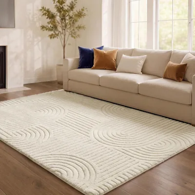 Ruga SONGMICS Hila Collection TAR134WZ02 con Diseño Geométrico 3D, Alta y Baja Pile, Base No Deslizante, Lavable en Máquina, Medidas: 230 x 63 x 1 cm W - 20% de Descuento