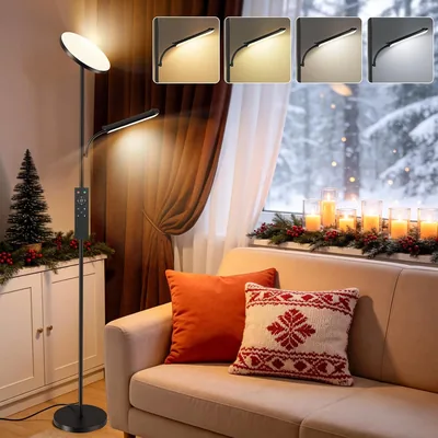 Lampada da pavimento 42 W con luce di lettura flessibile, lampada LED dimmabile a 4 temperature di colore, telecomando magnetico per soggiorno - Miglior Affare