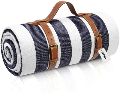 Topika Extra Large Waterproof Picnic Blanket Blue & White (King)