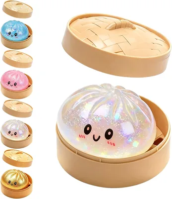 Gigantescos Dumplings Squishies con Glitter, Misterio Bao Bun Anti-Estrés