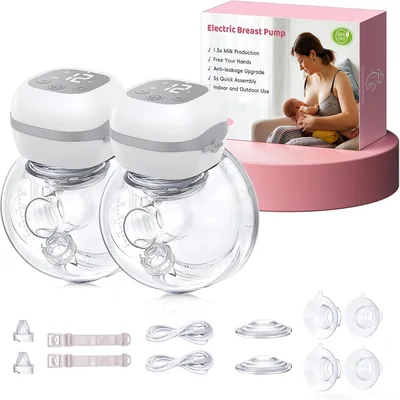 Haokoo 2 Pezzi Pompa Elettrica per Seno Indossabile a Mano Libera per Casa/Viaggio | 201g Ultraleggera Portatile Elettrica Estrattore Latte Baby, Qu
