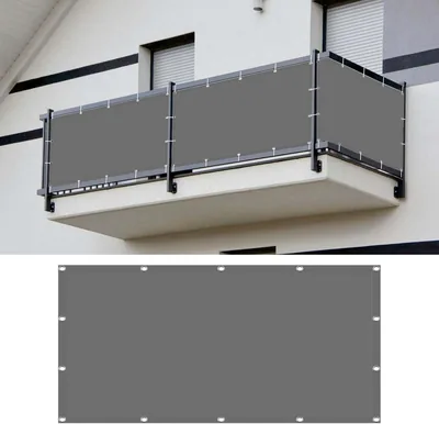Balkongsked 120 x 640 cm, UV-skyddad, vattenresistent, rörligt, balkongskydd, privatscherm med kabel, bästa pris
