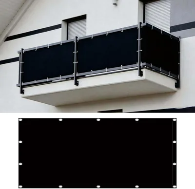 Balkonförhåll 110 x 400 cm PE Material UV-skydd, vattenresistent, rörligt, balkonskydd, privat skärp med kabel T