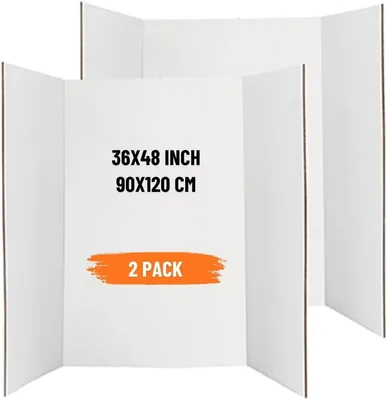 ARS® (2 Pcs) White Tri-Fold Presentation Board | 36x48 inches | Best Deal