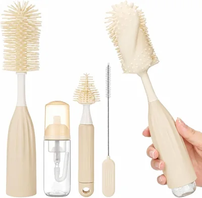 Kammoy Cepillo para Biberones con Dispensador de Jabón, Kit 4 en 1 de Silicona, 17% Off