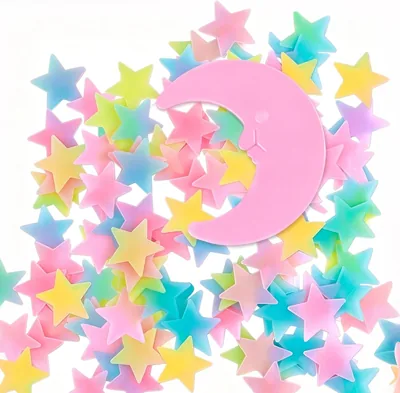 3 Conjuntos de Estrellas Fluorescentes para Techo, Decoración Nocturna Brillante, Estrellas y Lunas Adhesivas, Dormitorio Infantil, SA