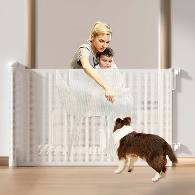 Retractable Baby Gate, Mesh Safety 34" Tall, Extends to 5" Wide (Best Deal)