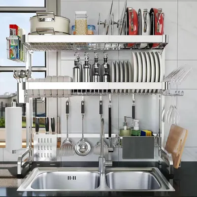 Over Sink Dish Drying Rack, Adjustable Stainless Steel, Rust-Proof, Space-Saving 2-Tier - Best Deal