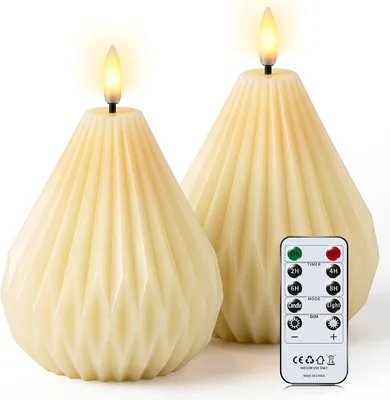 Bougies LED sans flamme Broyal, 2 pièces - Flambeau à LED avec télécommande et minuteur