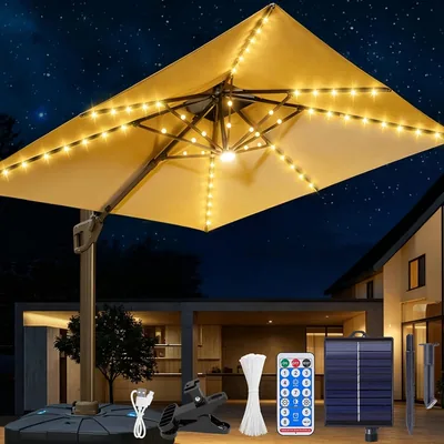 Éclairage d'ombrellier solaire, lumières de chaîne solaires pour parasols de jardin, meilleur prix