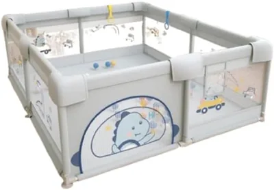 Large Baby Playpen Dinosaur Theme, 180x200cm, Zippered Entry, 65cm Height - Best Deal