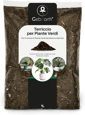 GebEarth® | Terra per Piante Verde | Nutrizione Prolungata e Crescita Sana | Ideale per Monstera, Ficus e Altre Piante