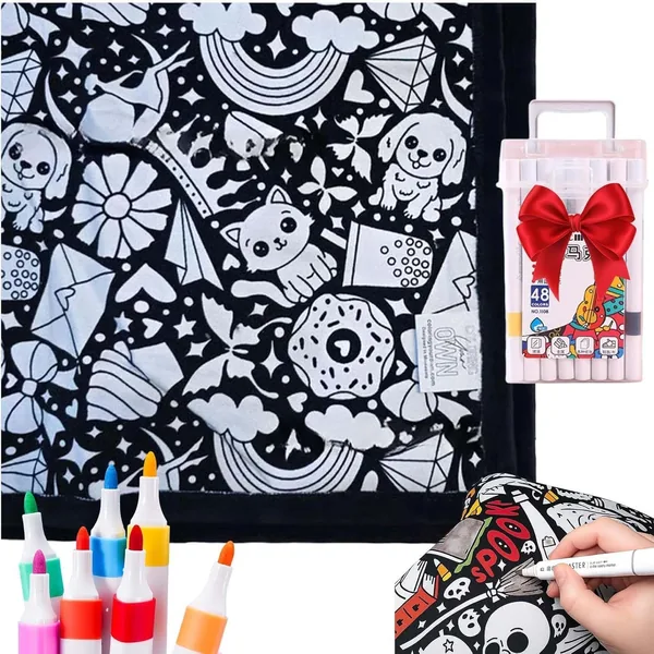 DIY Coloring Blanket for Adults with Markers - Best Deal