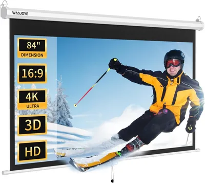 WASJOYE 84'' Pull Down Projector Screen 10% Off