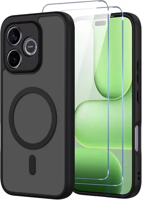 Copertina Magnetica Pnakqil per Honor 600 Lite/Honor 500 Smart Compatibile con MagSafe con 2 Vetri Temperati, Trasparente Opaco Mi