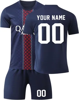 Maillot de football personnalisé avec ensemble numéro nom Football T-shirt et shorts pour garçons hommes Cadeaux pour fans de foot - Meilleur prix