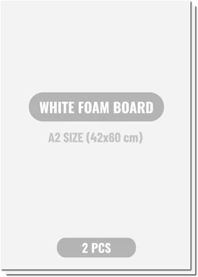 ARS® (2 Pcs) A2 White Foam Board | 24x17 inch (60x42 cm) | 5mm Thick