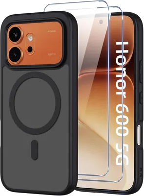 Copertina Magnetica Pnakqil per Honor 600 5G Compatibile con MagSafe, 2 Vetri Temperati, Trasparente Opaco Militare Protezione