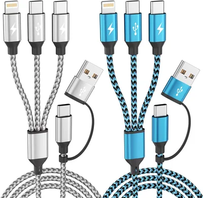 Travel Essentials Multi Charging Cable (2Pack, 5FT) - Nylon Braided Universal Phone Charger