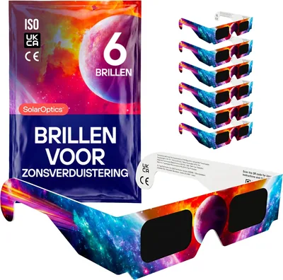 Zonne-eclips glazen - ISO 12312-2 en CE & UKCA goedgekeurd, veilige oogbescherming, zonsobservatie, eclips 2026, multipack Best Deal