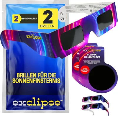 Eclipse Sonnenbrille für die sichere Beobachtung der Sonne - ISO 12312-2 & CE & UKCA zertifiziert, 4.2/5 Sterne bei 140 Bewertungen