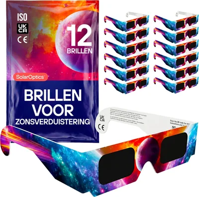 Zonneclips glazen - ISO 12312-2 en CE & UKCA goedgekeurd, veilige oogbescherming, zonneobservatie, eclips 2026, multipack - Best Deal