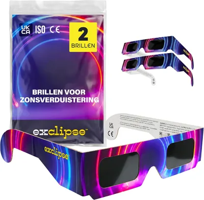 Zonneclips glazen - ISO 12312-2 en CE & UKCA gecertificeerd, veilige oogbescherming, zonnewaarneming, eclips 2026, multipack (Best Deal)
