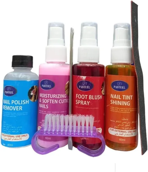 Dead Skin Remover for Nails Softener Moisturizing Nail Polish Flower Nail Polish Remover with Foot Spray 60ml Each Pack Cleaning Brushes File