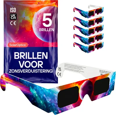 Zonne-eclips glazen - ISO 12312-2 en CE & UKCA gecertificeerd, veilige oogbescherming, zonnewaarneming, eclips 2026, multipack - Beste Deal