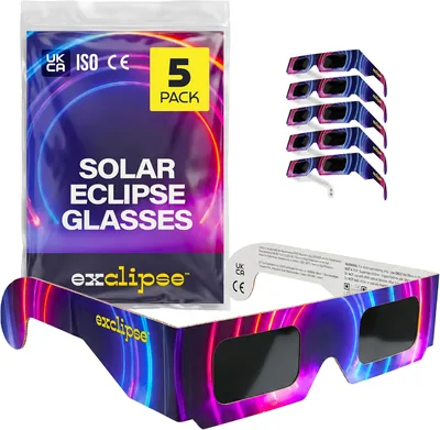 Zonne-eclips glazen - ISO 12312-2 en CE & UKCA gecertificeerd, veilig oogbescherming, zonobservatie, eclips 2026, multipack - Best Deal