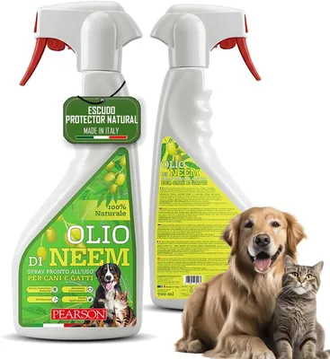 Aceite de Neem de Pearson para Perros y Gatos, 700 ml, Escudo Natural, Olor Repelente para Garrapatas, Pulgas y Mosquitos