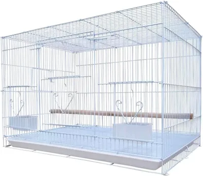 قفص طيور معدني نموذج 601 أبيض (أبعاد 60 × 42 × 41 سم)