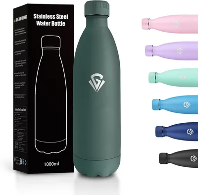 Bouteille d'eau isolée, bouteille sportive en acier inoxydable double paroi, sans BPA, étanche en métal pour le sport, le bureau