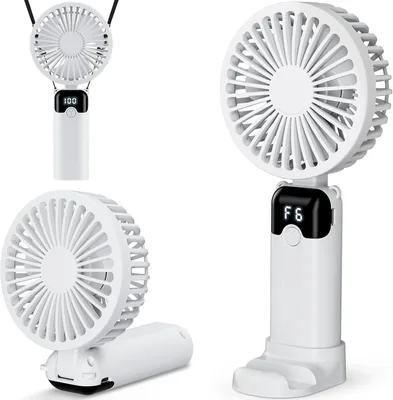 Handgehaltener Ventilator, tragbarer Mini-Ventilator mit 4000 mAh Akku, 6 Geschwindigkeitsstufen, 90° Klappventilator, wiederaufladbarer USB-Ventilator, klein