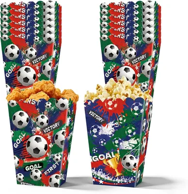 XHZaoan 12PCS Football Popcorn Box - Colorful Cardboard Container