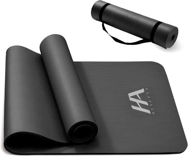 Tapete de Yoga Grueso Antideslizante NBR, 10 mm, para Pilates y Ejercicios en Casa o Gimnasio, 183x61 cm