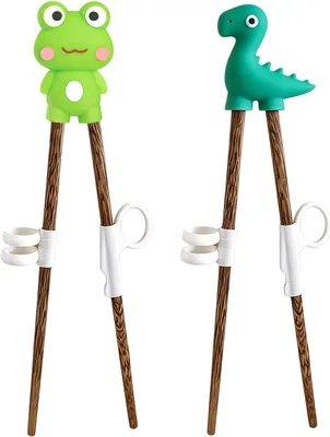2 st pärlna barnskopp 7 inch Holztränare Chopsticks med 3 Fingerhjälp, BPA-fritt för anfångar