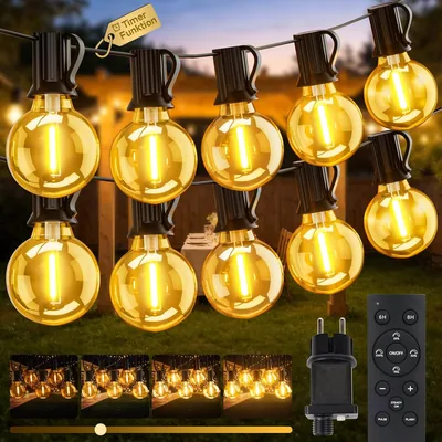 ArsMotin Guirnalda Luces Exterior Enchufe 30M 98.4FT G40 con 37+2 Bombillas Exterior Impermeable Regulable Luces - Mejor Oferta