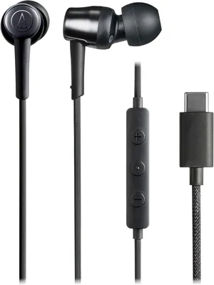 Audio-Technica ATH-CKD30C BK イヤホン、タイプCワイヤード、USBタイプCケーブル、1.2m、小型・軽量、リモコン付き