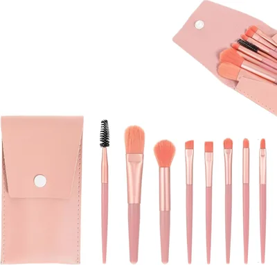 YILZAR Set of 8 rosa makeuppenslå, kompletta borster med PU-fall för daglig användning och resor Best Deal